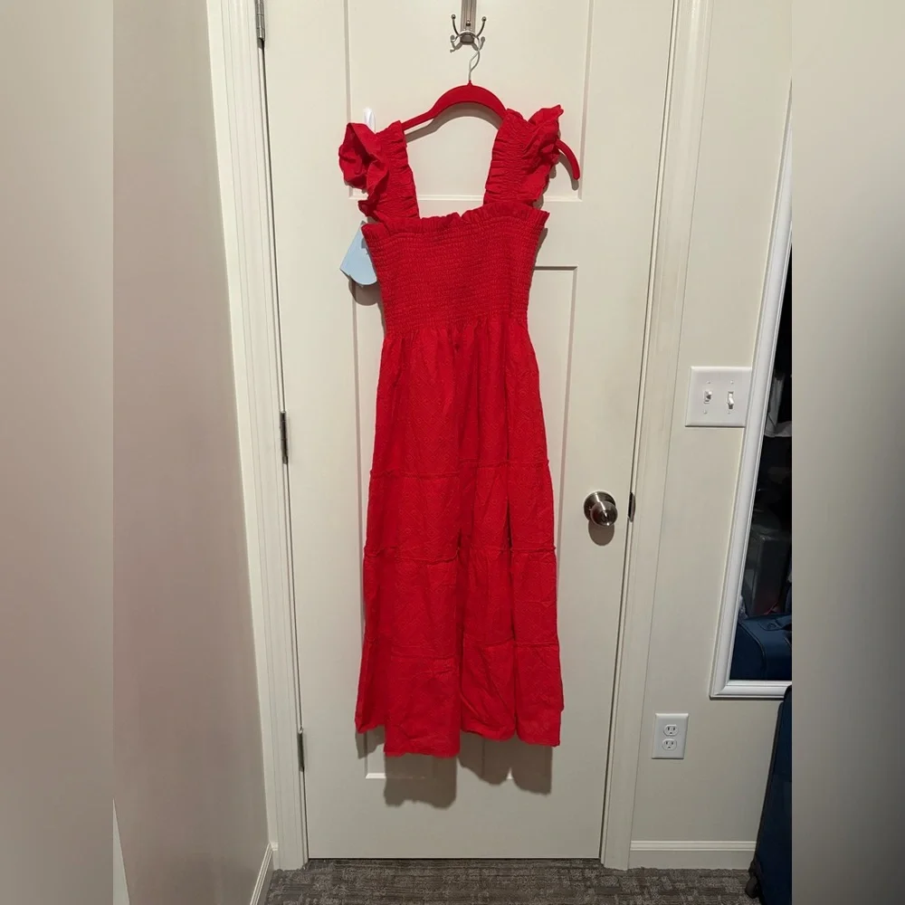 Hill House The Ellie Nap Dress Medium Color: Red Daisy Check Eyelet NWT - Picture 3 of 6